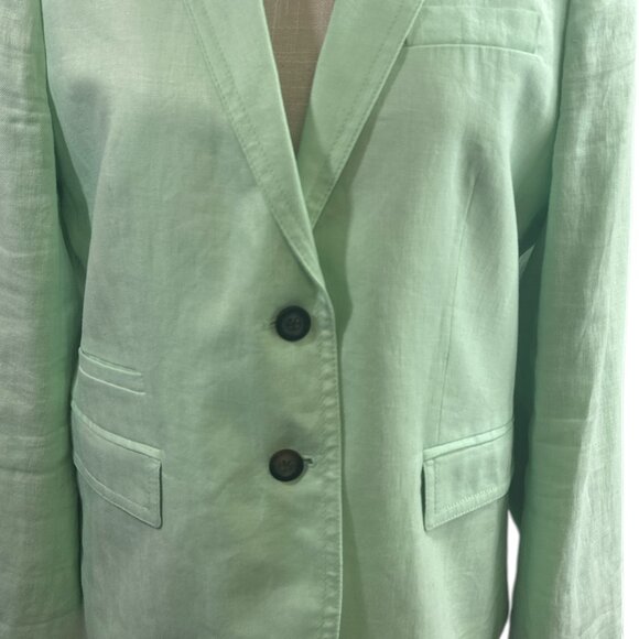 J. Crew Factory Linen Blazer Mint Green Women's sz 12 Classic Preppy Coastal - Picture 3 of 16